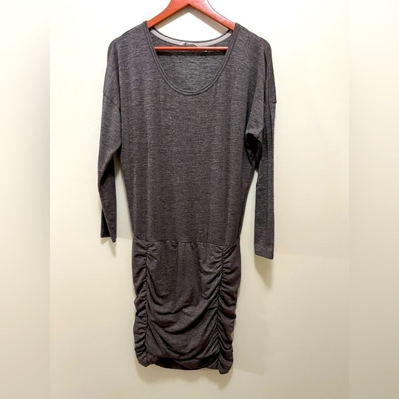 Athleta Mini Heather Brown Tulip Rush Dress Long sleeves women’s M - Picture 1 of 8